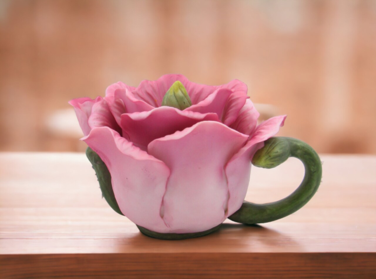 Ceramic Poppy Flower Teapot Figurine, Home Décor, Gift for Her, Gift for Mom, Nature Lover Gift